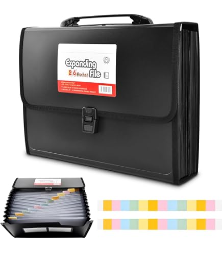 Amazon.com : 26 Pockets Accordion File Organizer with Lock